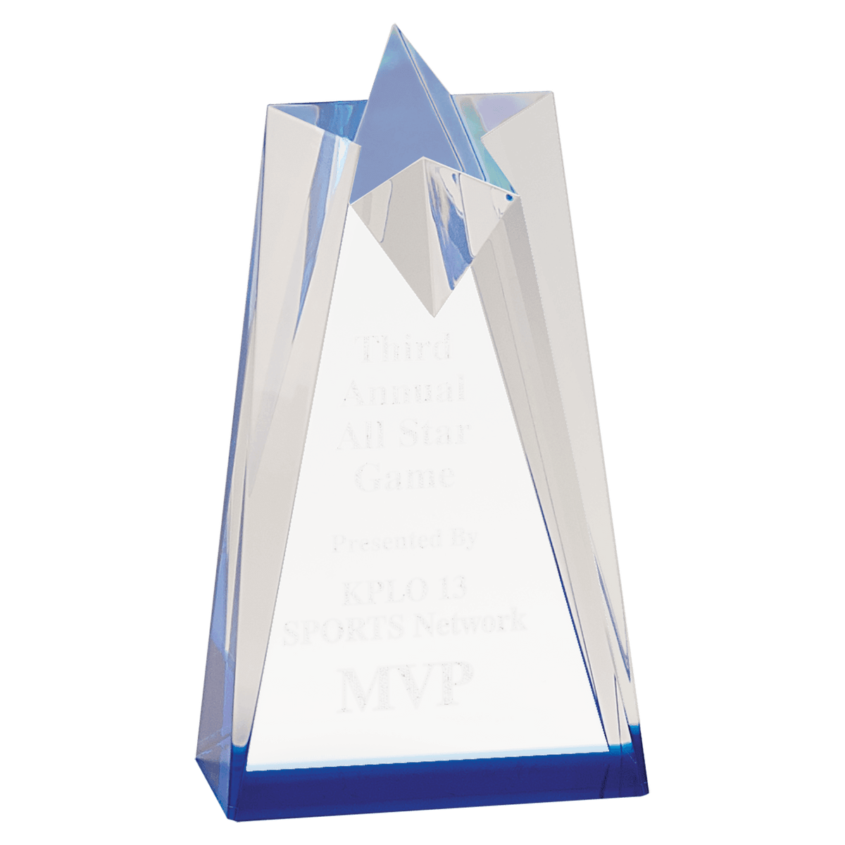 3 1/2" x 6" Blue Sculpted Star Acrylic Award