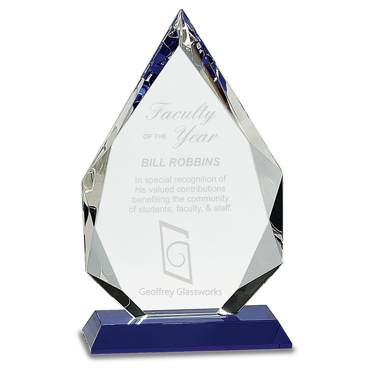 10" Diamond Crystal on Pedestal Base - Blue