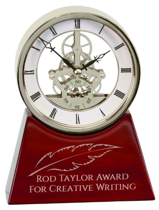 7 1/4" Executive & Rosewood Piano Finish Clock - Silver
