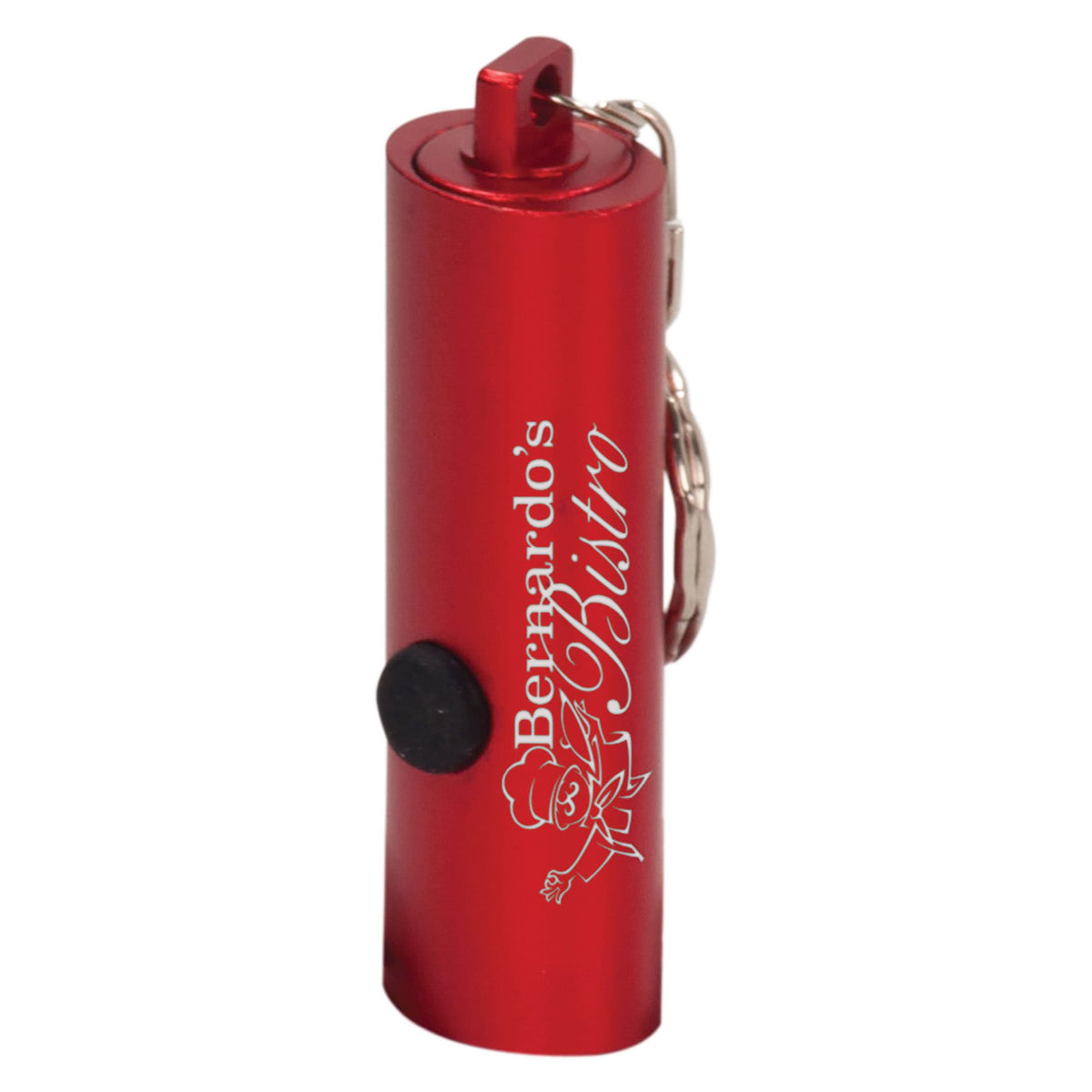 2 3/8" 3-LED Laserable Flashlight with Keychain - Red