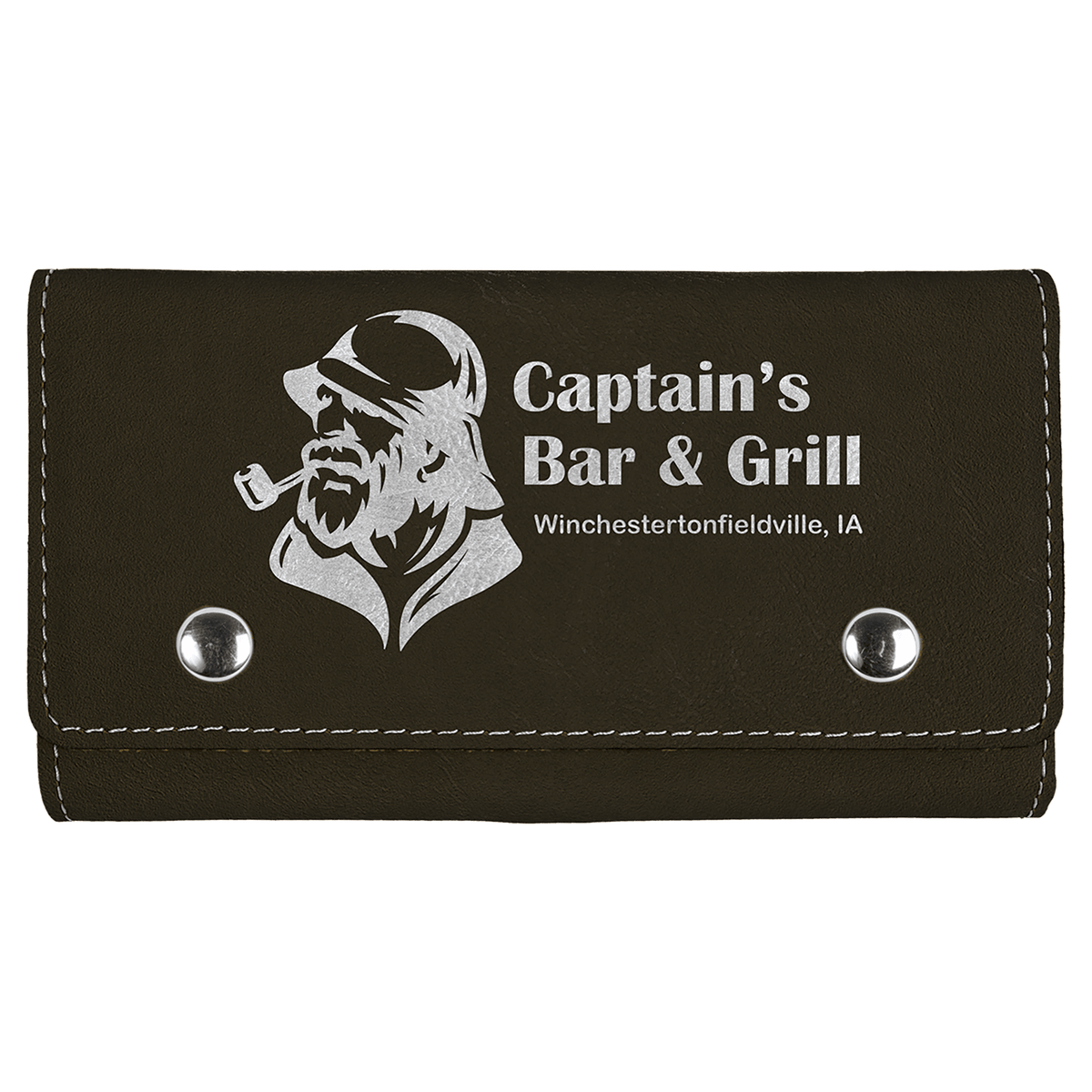 Laserable Leatherette Card & Dice Set - Black/Silver