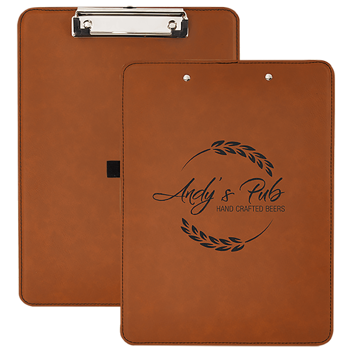 9" x 12 1/2" Laserable Leatherette Clipboard - Rawhide