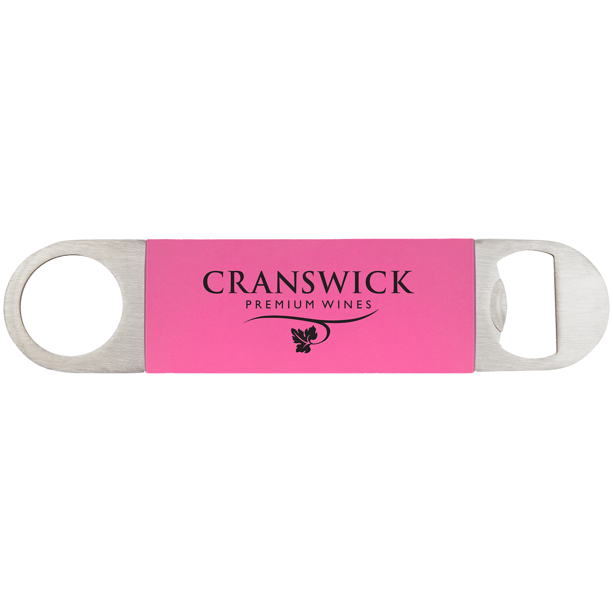 Pink Black 1 1/2" x 7" Bottle Opener with Silicone Grip