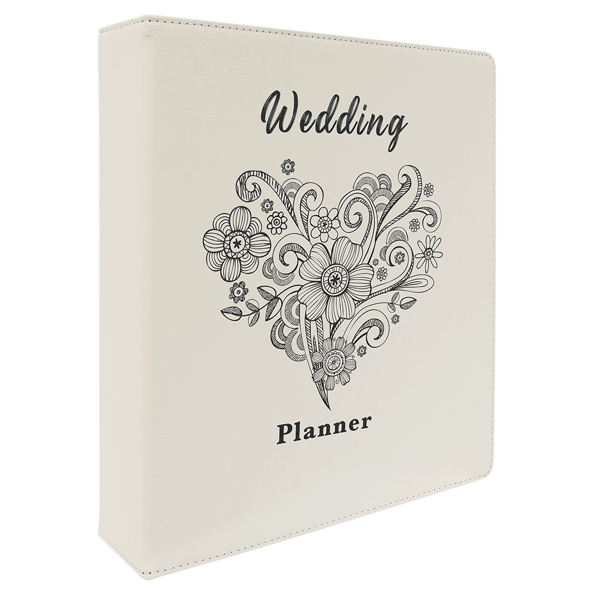 Laserable Leatherette Binder with 2" Slant D Binder Rings - White/Black