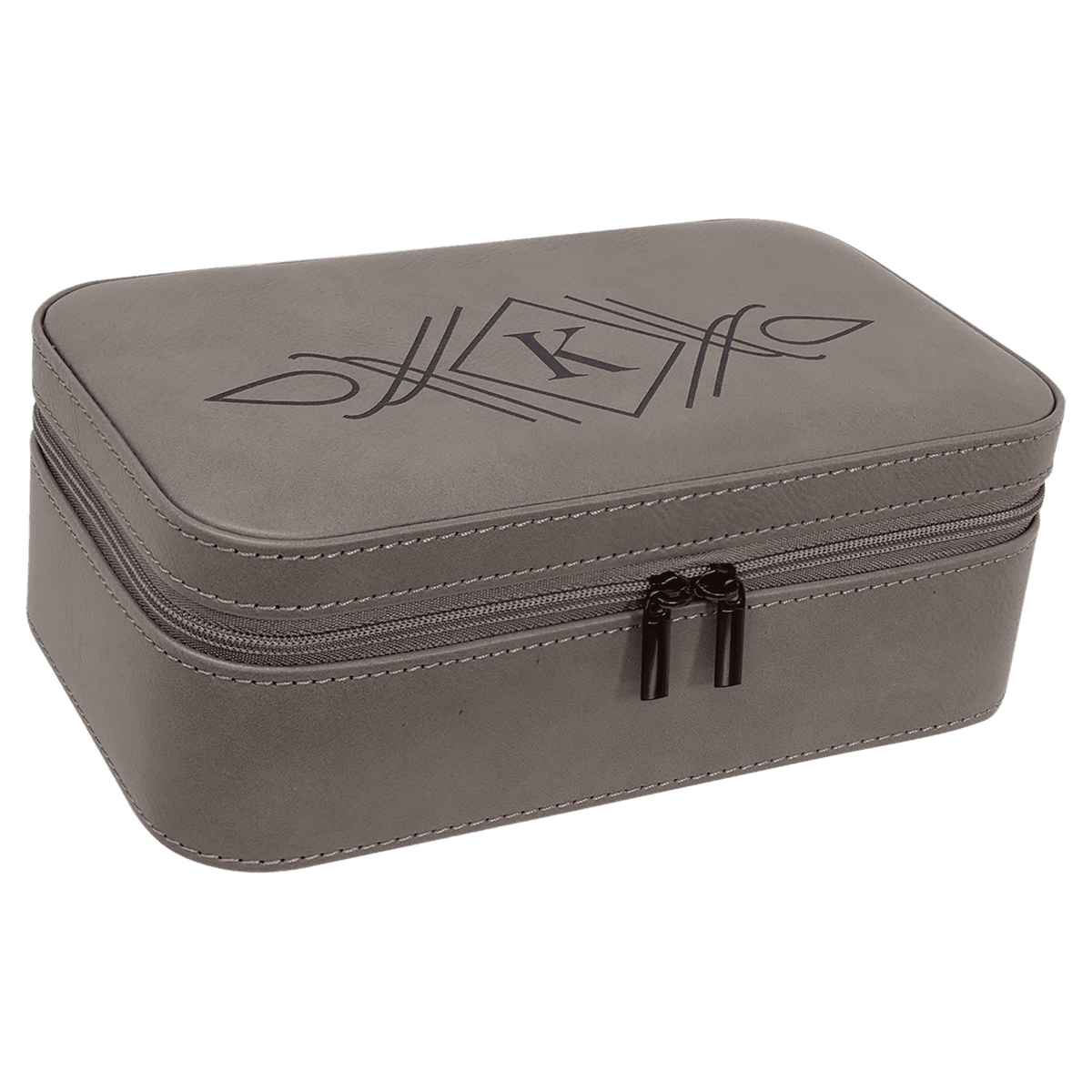 7 1/2" X 4 1/2" Laserable Leatherette Jewelry Box - Gray