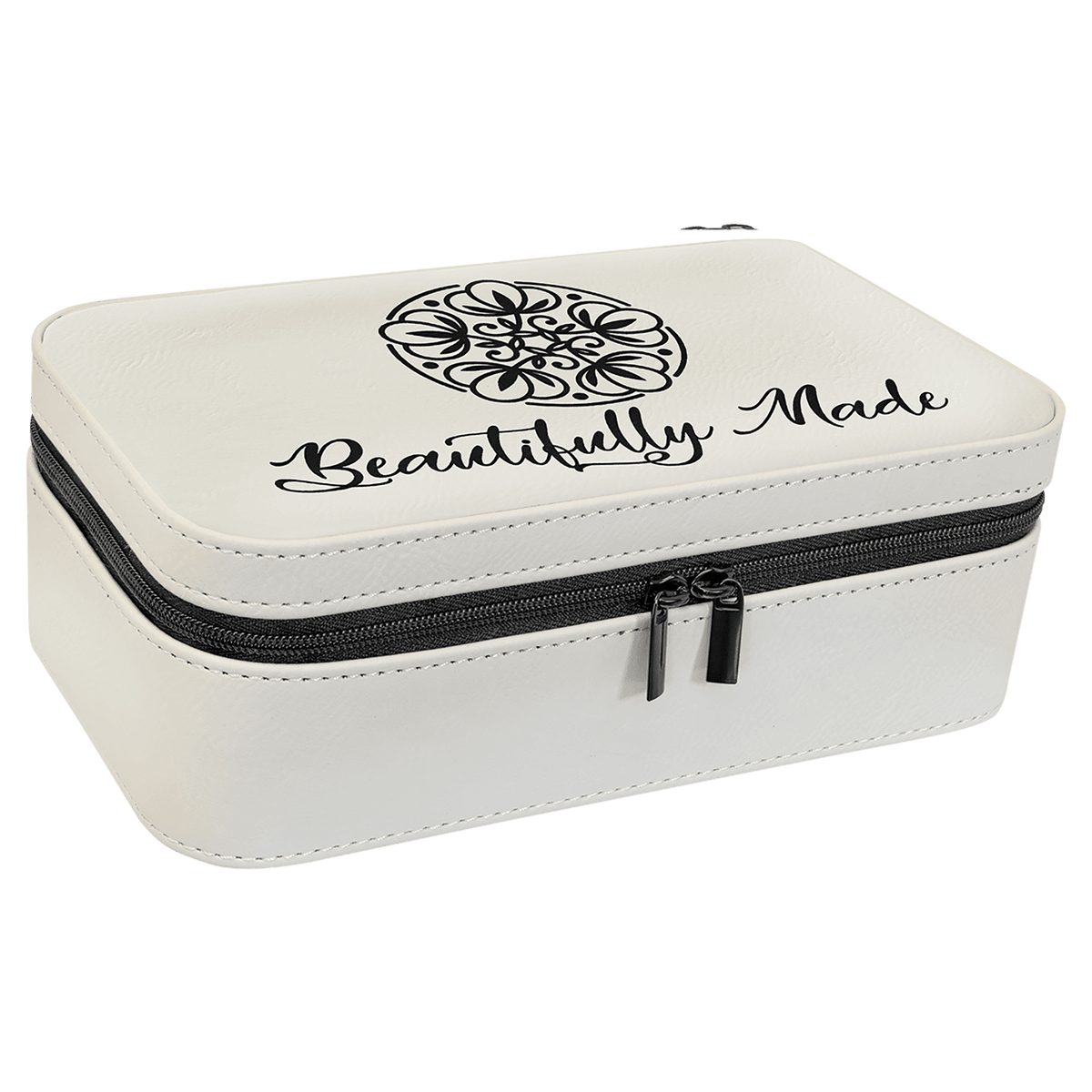 7 1/2" X 4 1/2" Laserable Leatherette Jewelry Box - White