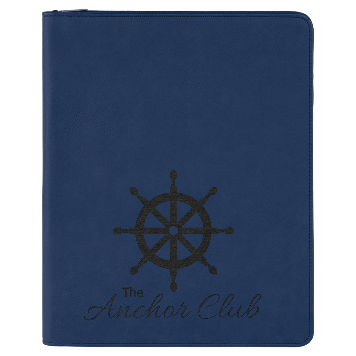 9 1/2" x 12" with Zipper Laserable Leatherette Portfolio with Notepad - Blue/Black