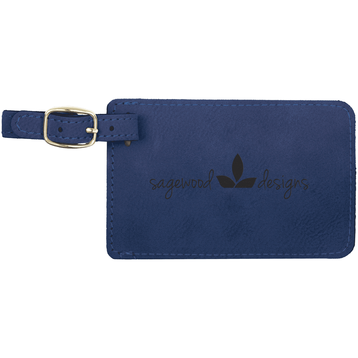 4 1/4" x 2 3/4" Laserable Leatherette Luggage Tag - Blue/Black