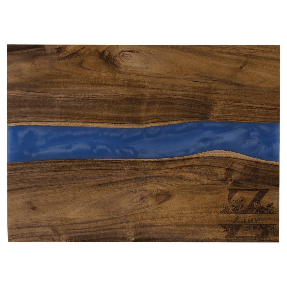Acacia Serving Board with Blue Pearl Resin - 15 3/4" x 11 3/4"
