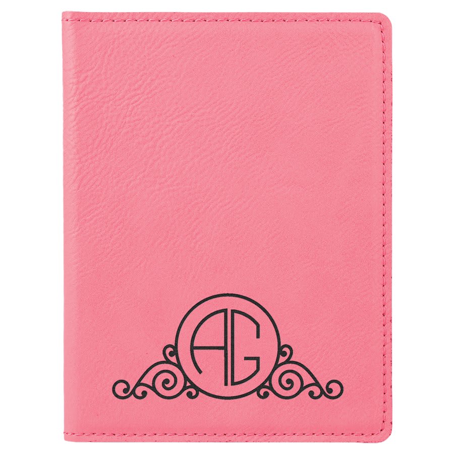 4 1/4" x 5 1/2" Laserable Leatherette Passport Holder - Pink