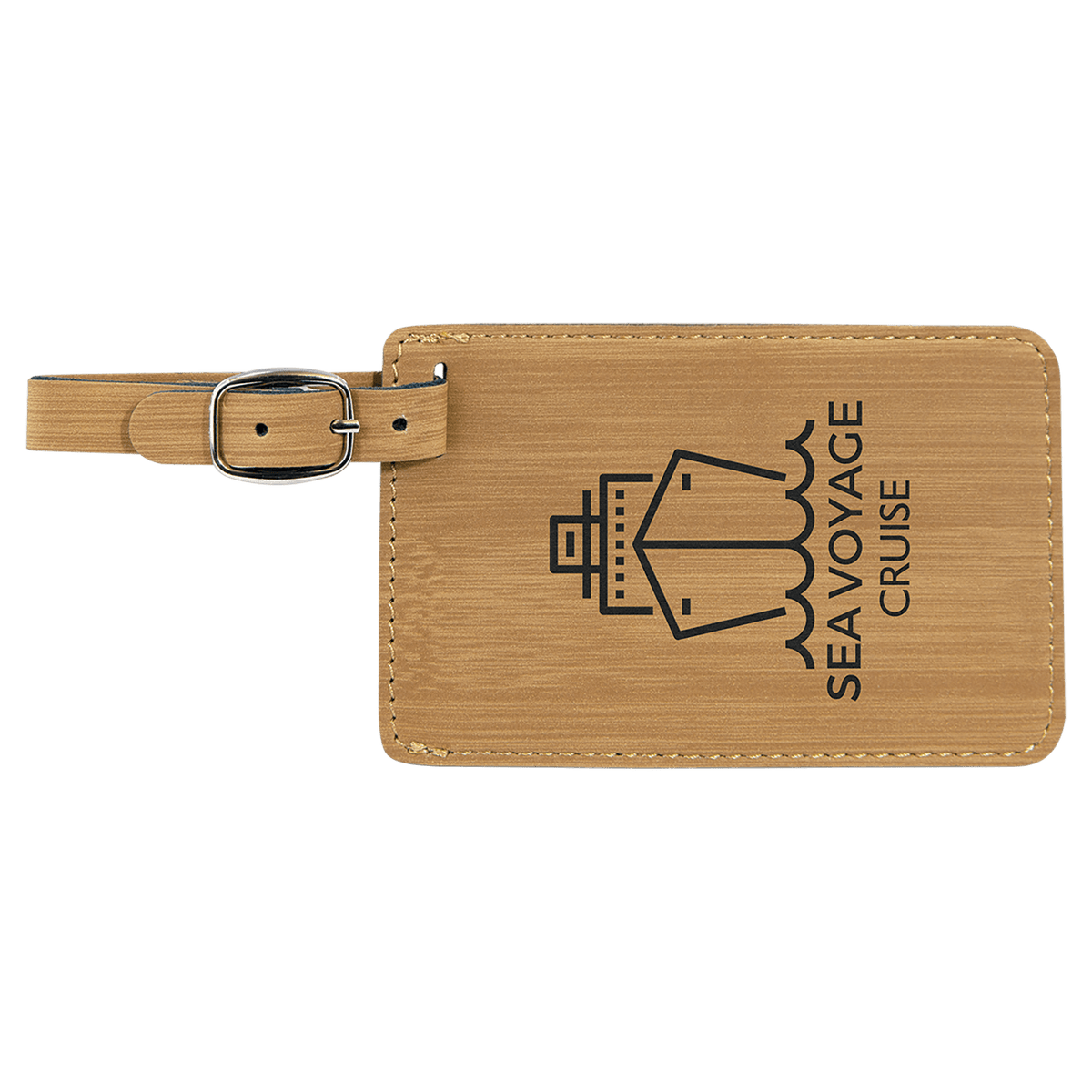4 1/4" x 2 3/4" Bamboo Laserable Leatherette Luggage Tag