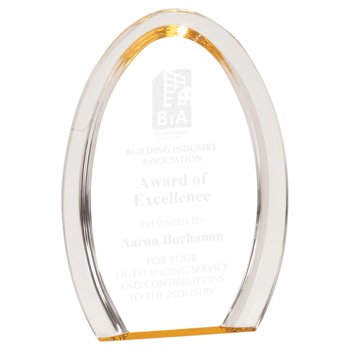 8" Gold Oval Halo Acrylic Award