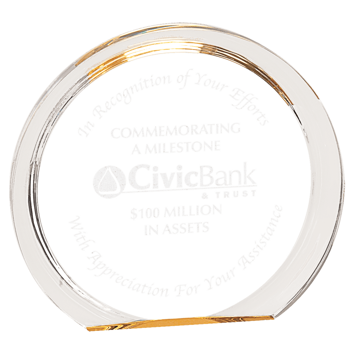 6 3/8" Gold Round Halo Acrylic Award