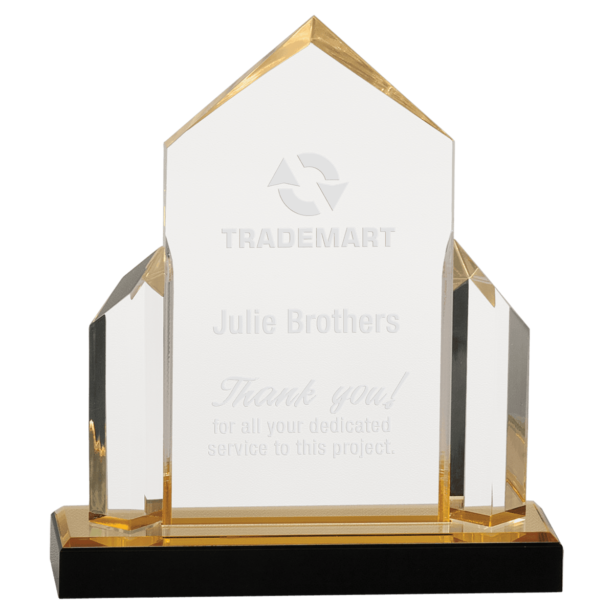 7" x 8" Gold Jewel Post Impress Acrylic Award
