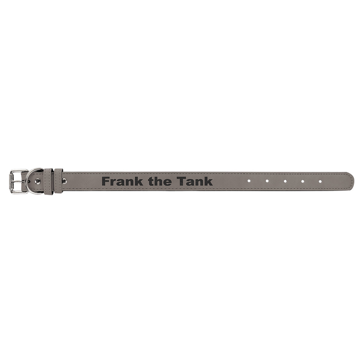 Medium 19" x 1" Engravable Leatherette Dog Collar - Gray