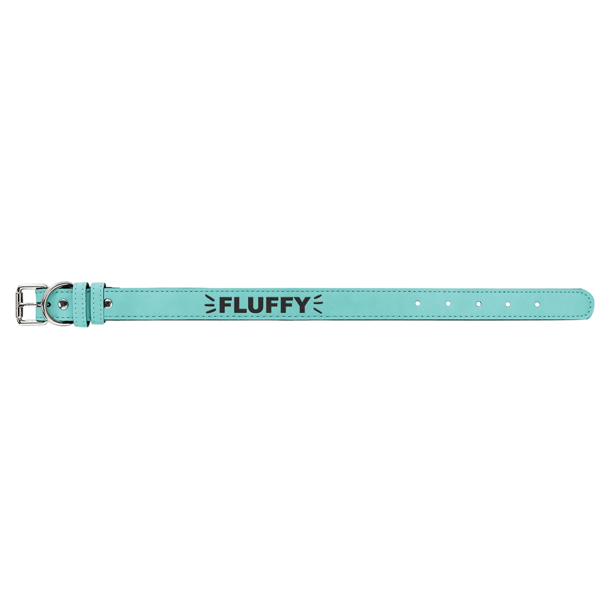 Medium 19" x 1" Engravable Leatherette Dog Collar - Teal