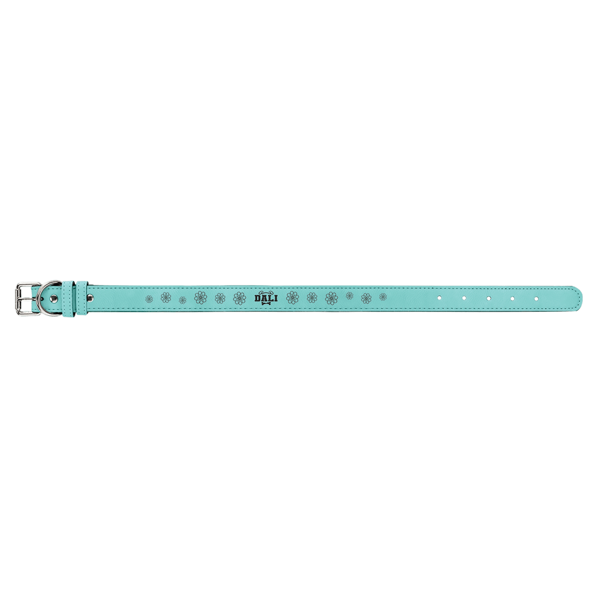 Large 23" x 1" Engravable Leatherette Dog Collar - Teal