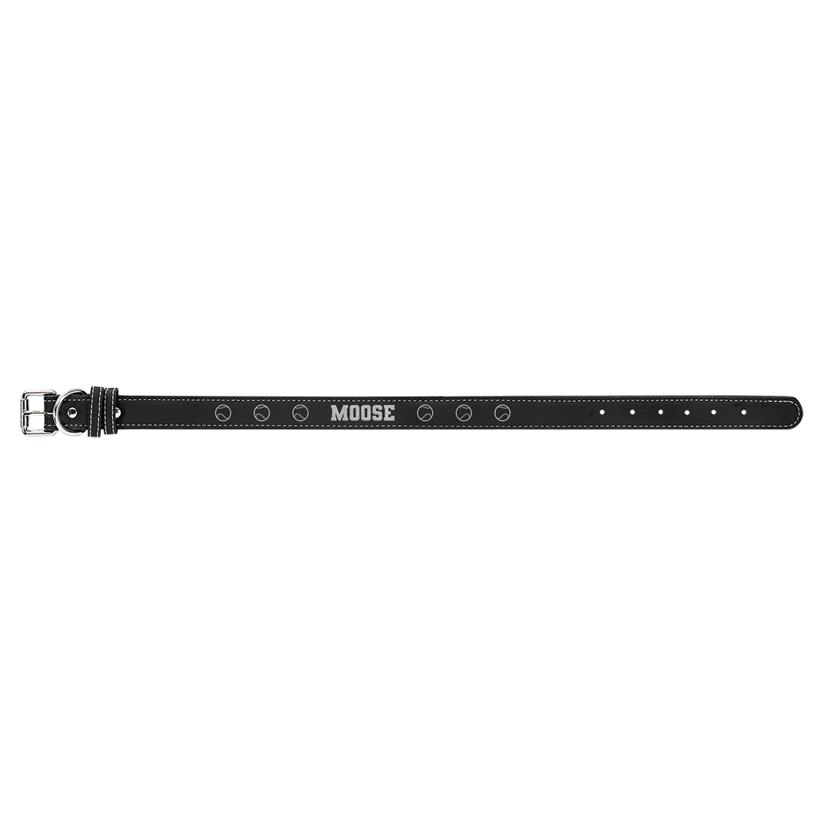 Extra Large 27" x 1 1/4" Engravable Leatherette Dog Collar - Black/Silver