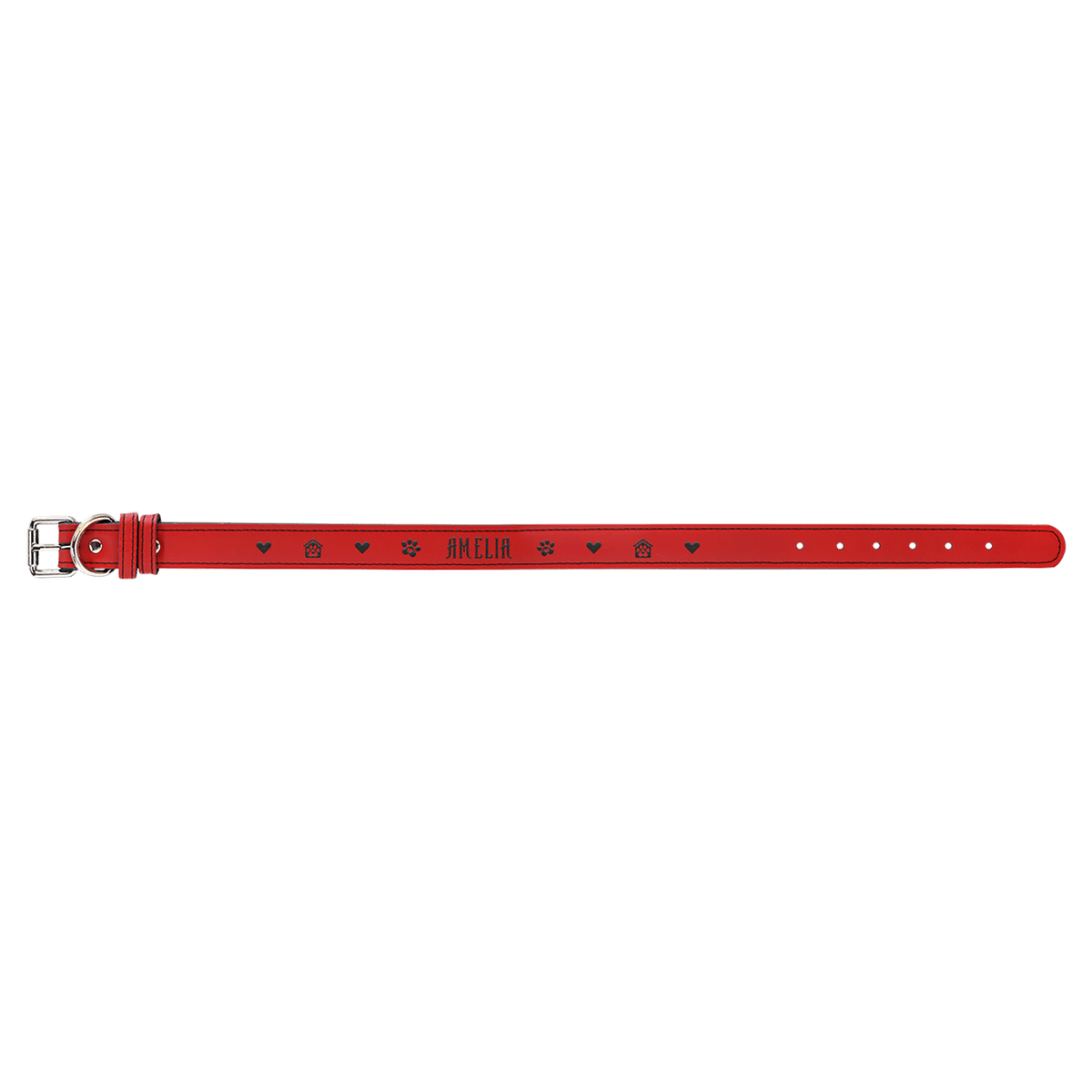Extra Large 27" x 1 1/4" Engravable Leatherette Dog Collar - Red