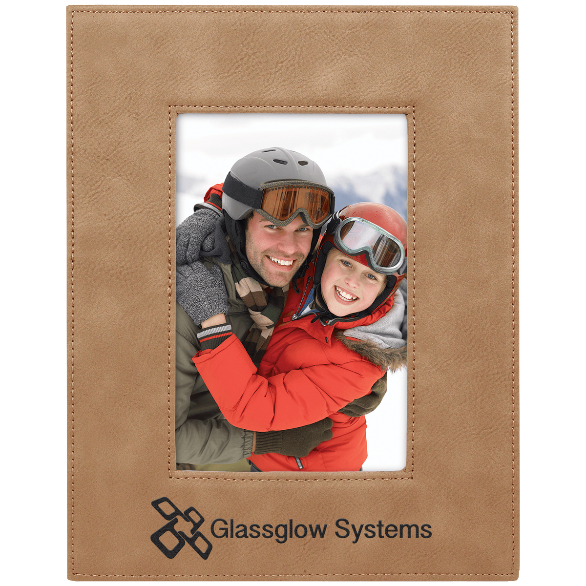 4" x 6" Laserable Leatherette Photo Frame - Light Brown