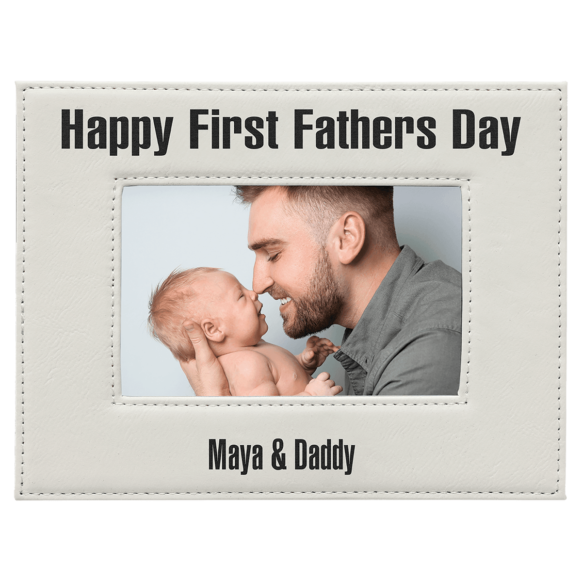4" x 6" Laserable Leatherette Photo Frame - White/Black