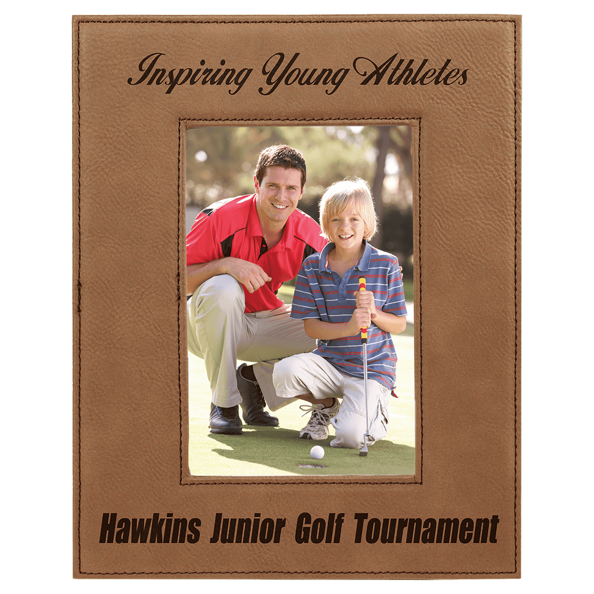 4" x 6" Laserable Leatherette Photo Frame - Dark Brown
