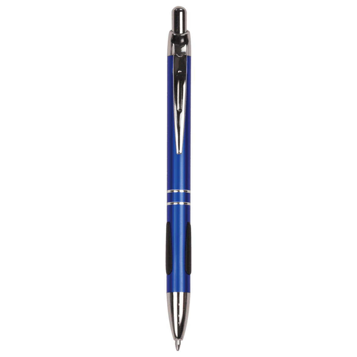 Laserable Pen with Silver Trim with Gripper - Blue