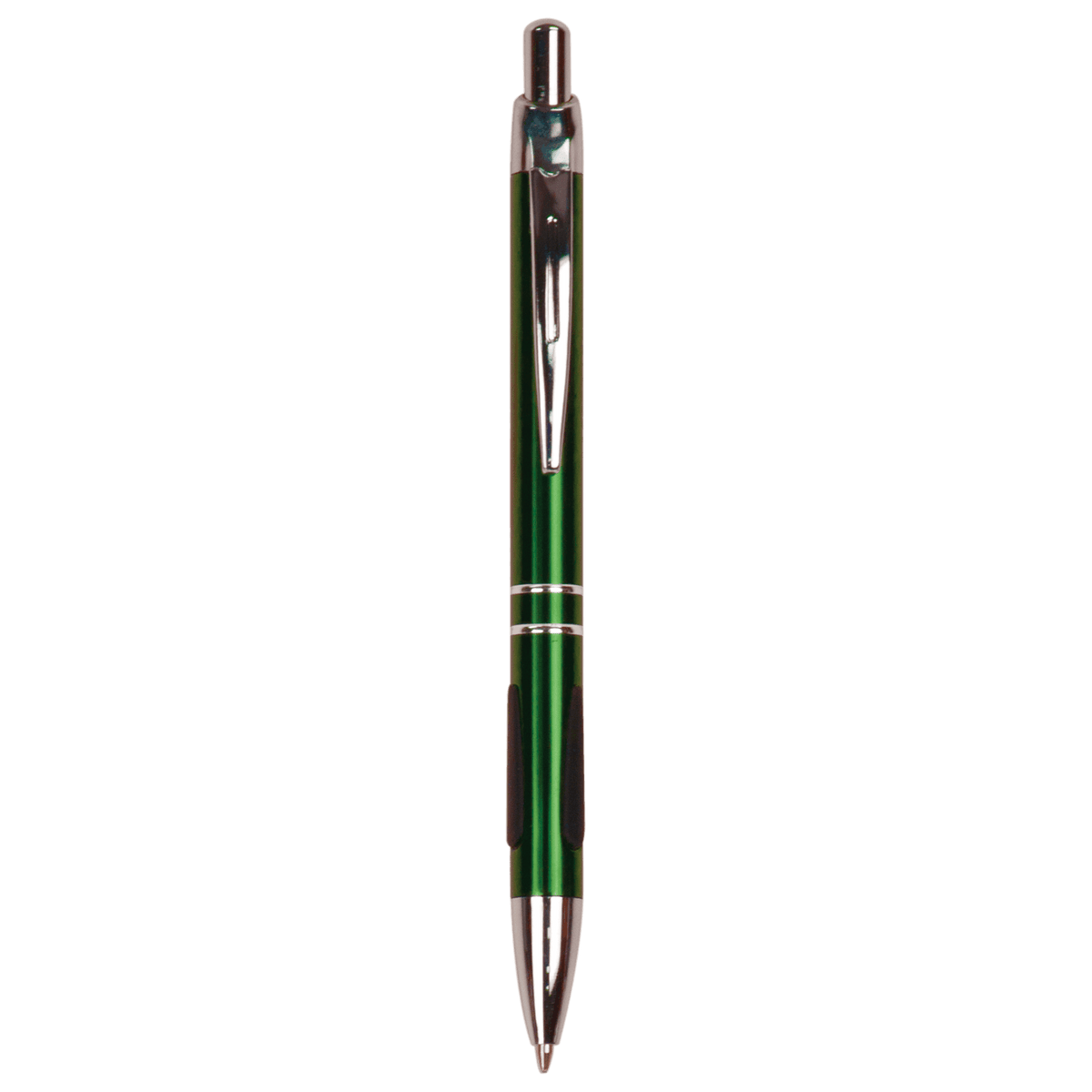 Laserable Pen with Silver Trim with Gripper - Green