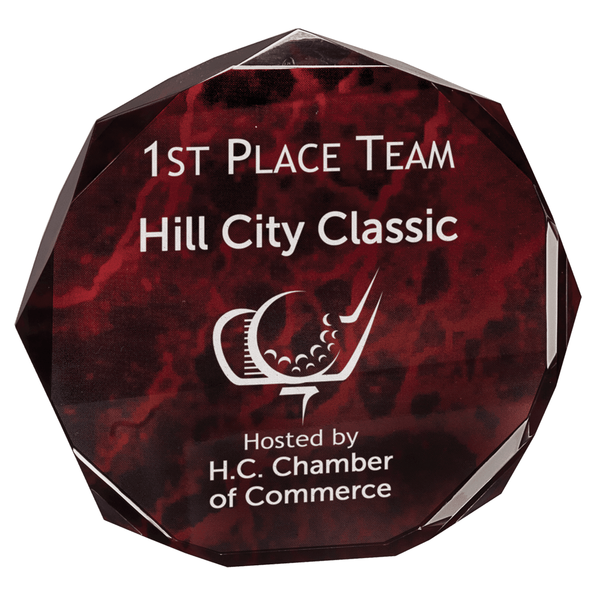 5" Red Marble Octagon Acrylic Award