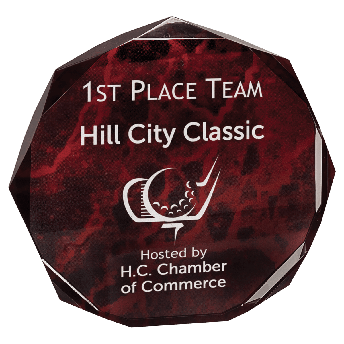 7" Red Marble Octagon Acrylic Award