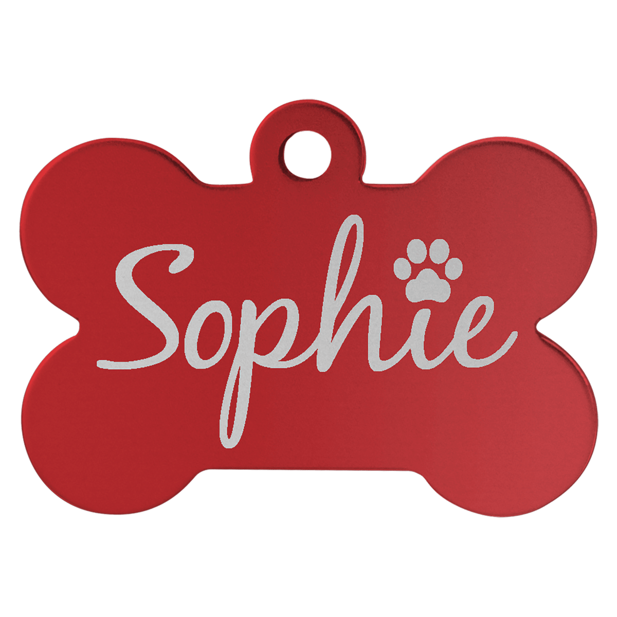 1 1/4" x 3/4" Laserable Anodized Aluminum Bone Pet Tag - Red