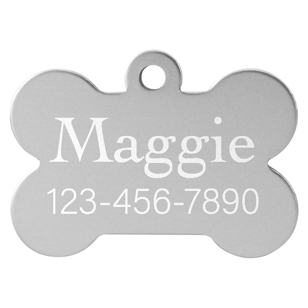 1 1/4" x 3/4" Laserable Anodized Aluminum Bone Pet Tag - Silver