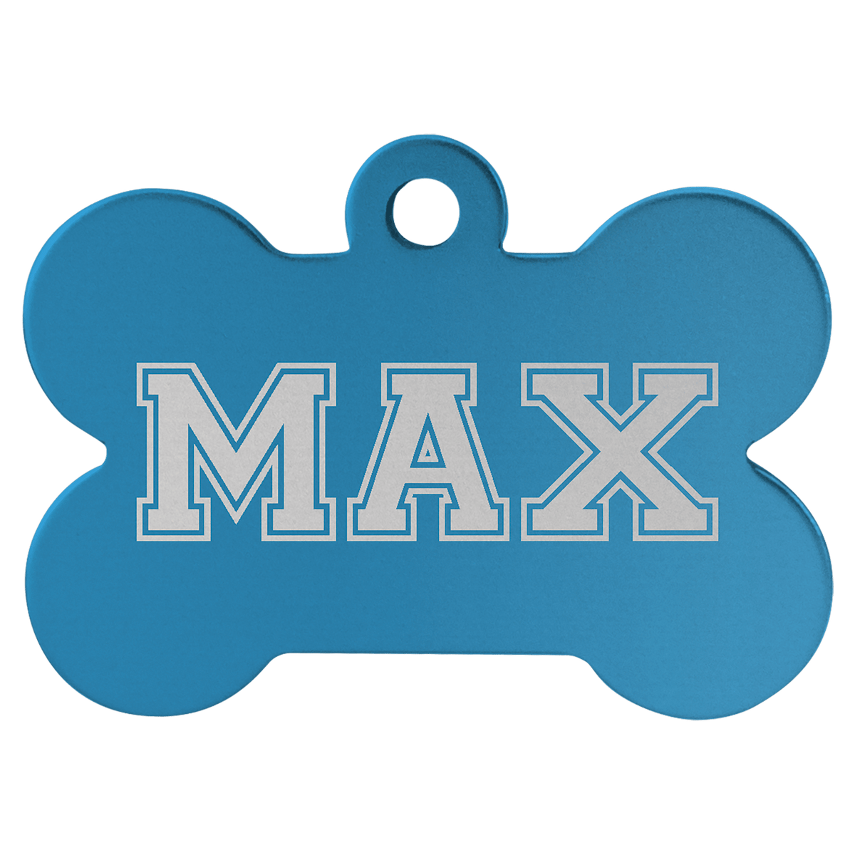 1 1/2" x 1" Engravable Aluminum Bone Pet Tag - Blue