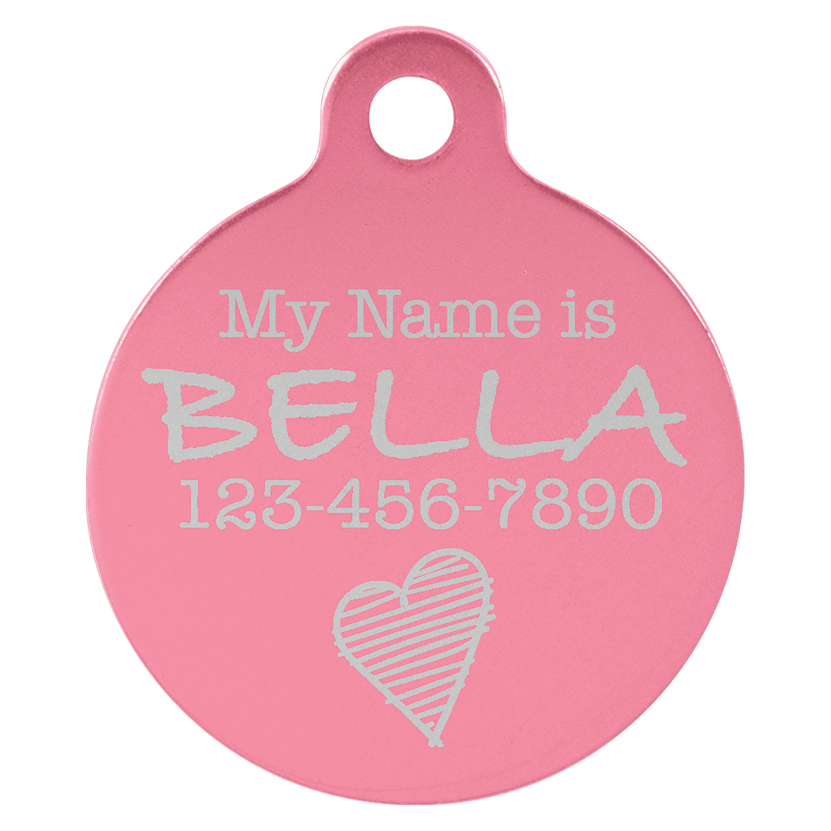 1" Laserable Anodized Aluminum Round Pet Tag with Tab - Pink