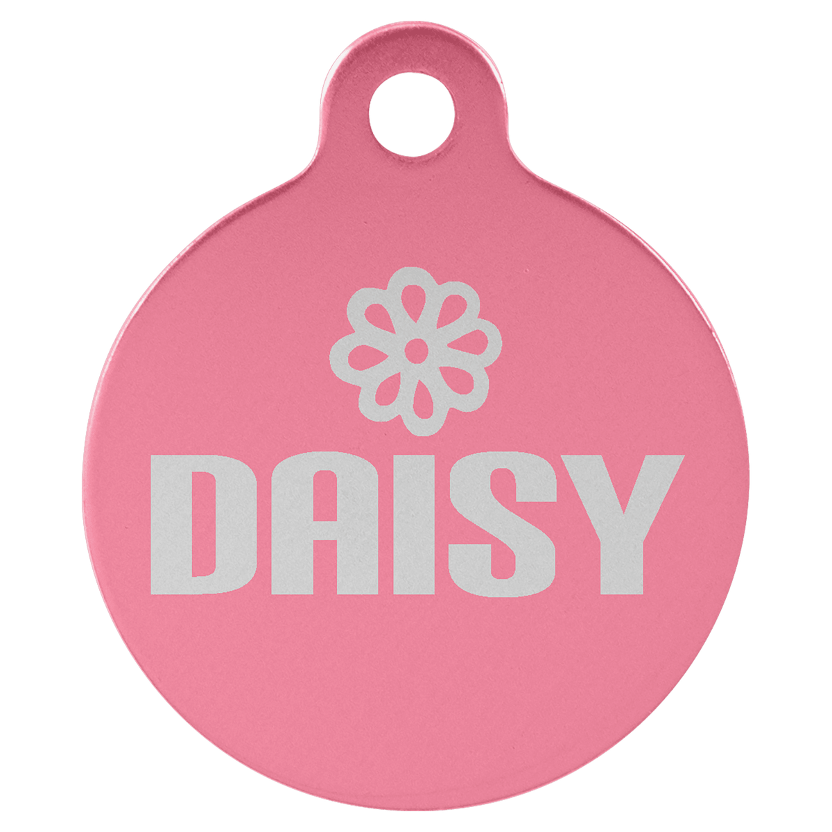 1 1/4" Engravable Aluminum Round Pet Tag with Tab - Pink