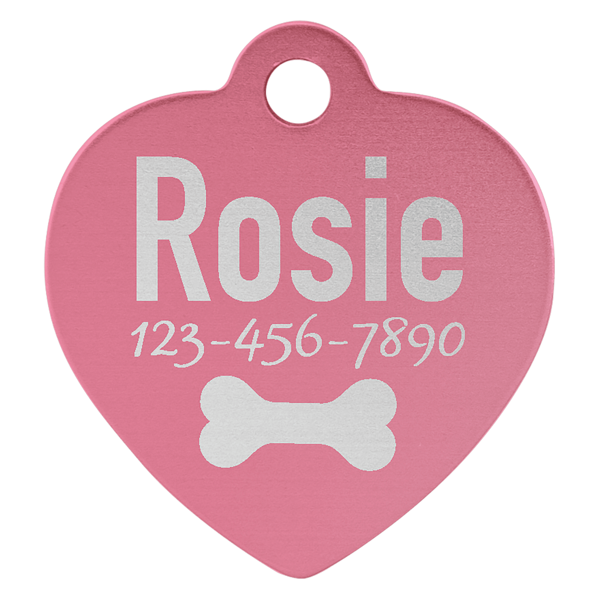 1" x 1" Laserable Anodized Aluminum Heart Pet Tag - Pink