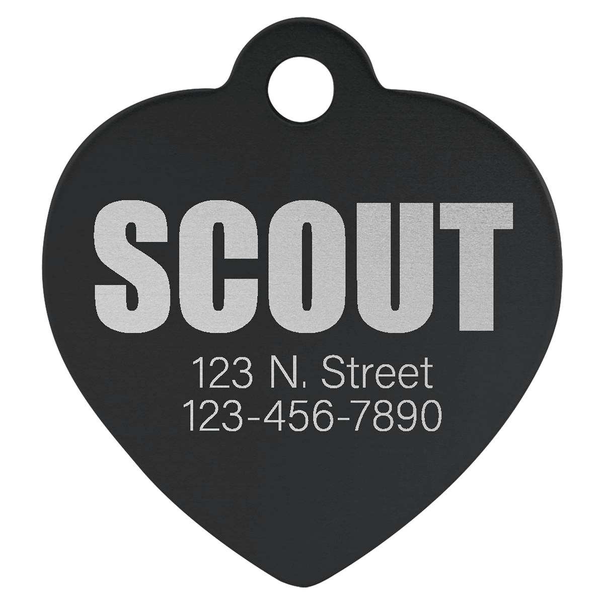 1 1/4" x 1 1/4" Engravable Aluminum Heart Pet Tag - Black