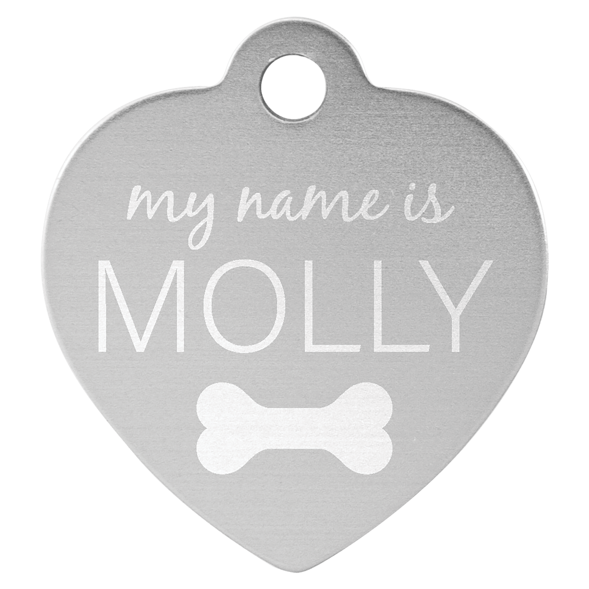 1 1/4" x 1 1/4" Engravable Aluminum Heart Pet Tag - Silver