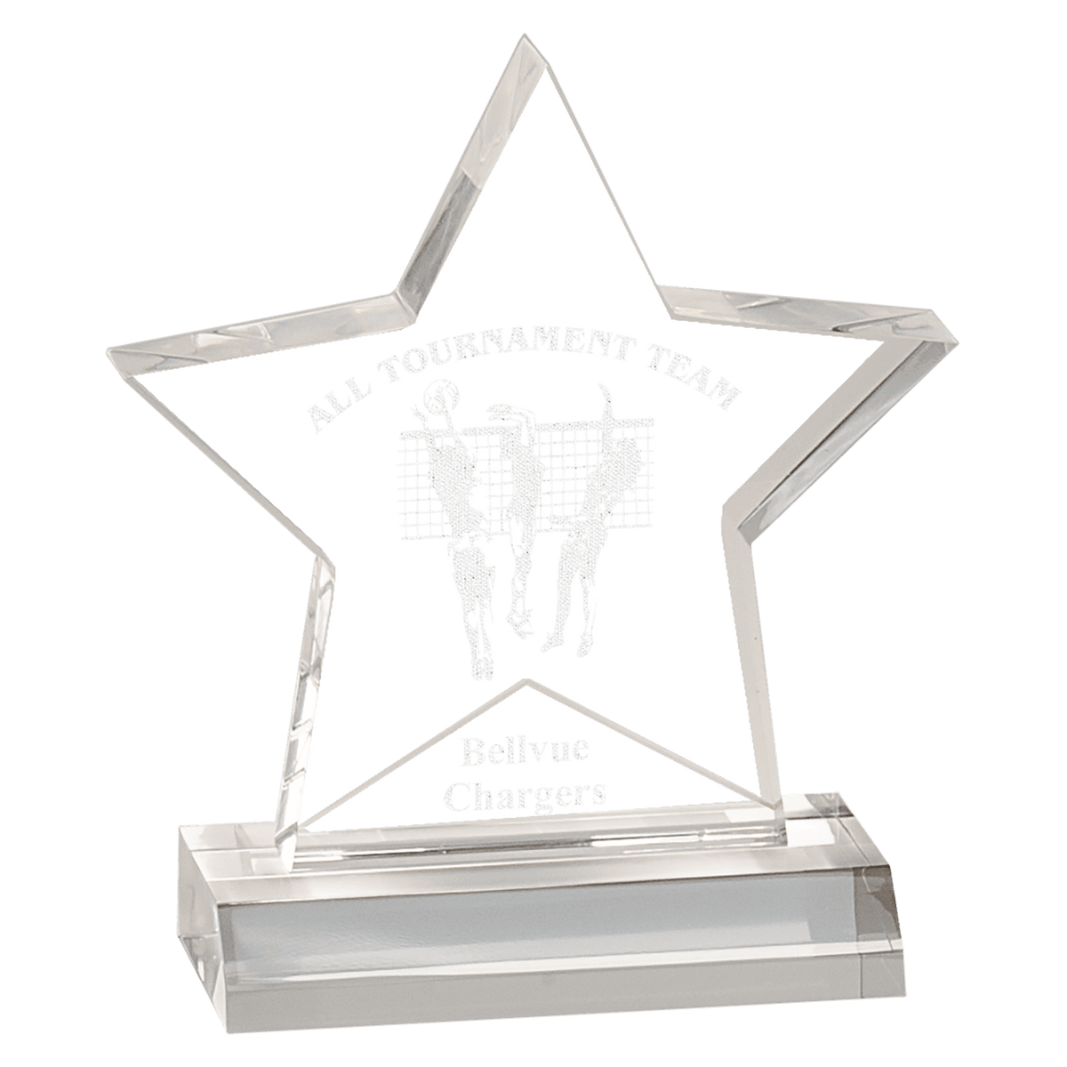 5" x 5" Clear Star Acrylic Award with 4" Base