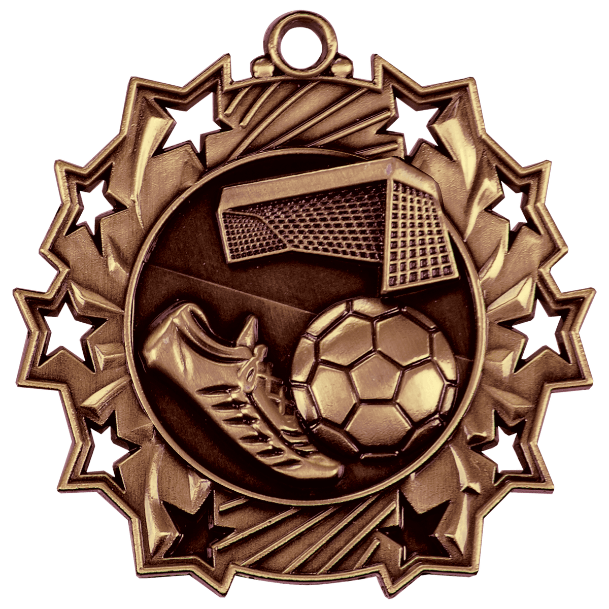 Antique Bronze 2 1/4" Soccer Ten Star Medal