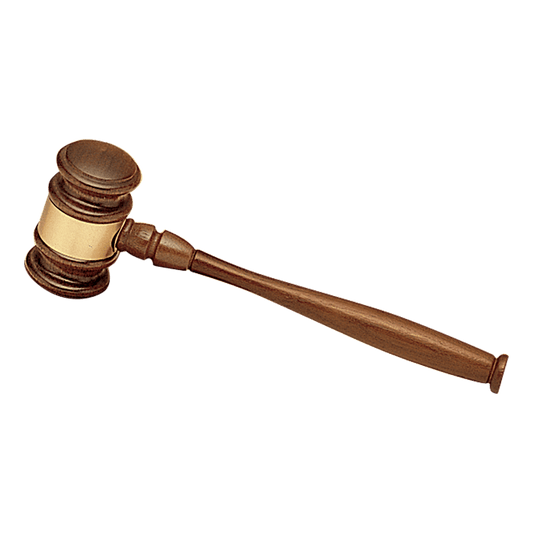 7 1/2" Walnut Gavel with a Gold Gavel Band