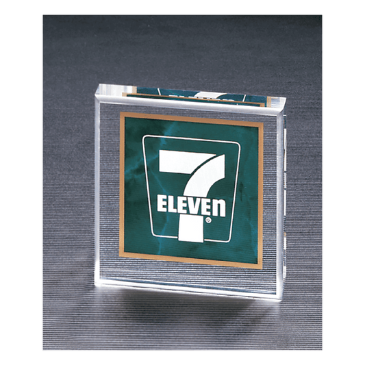3 3/4" x 3 3/4" Marble Design Acrylic Paperweight - Emerald