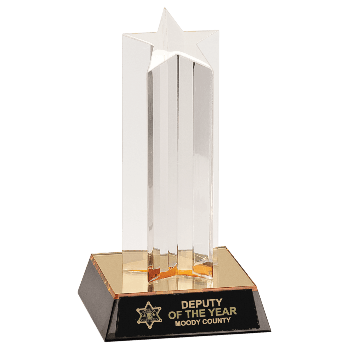 7" Single Star Column Acrylic with Gold/Black Base
