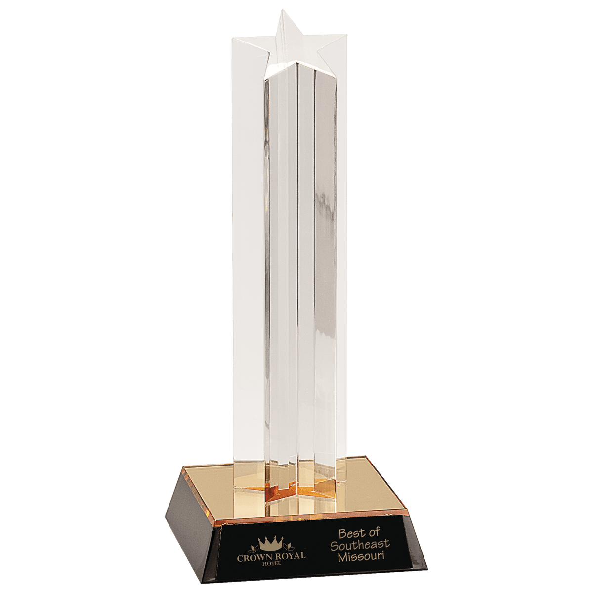 9" Single Star Column Acrylic with Gold/Black Base