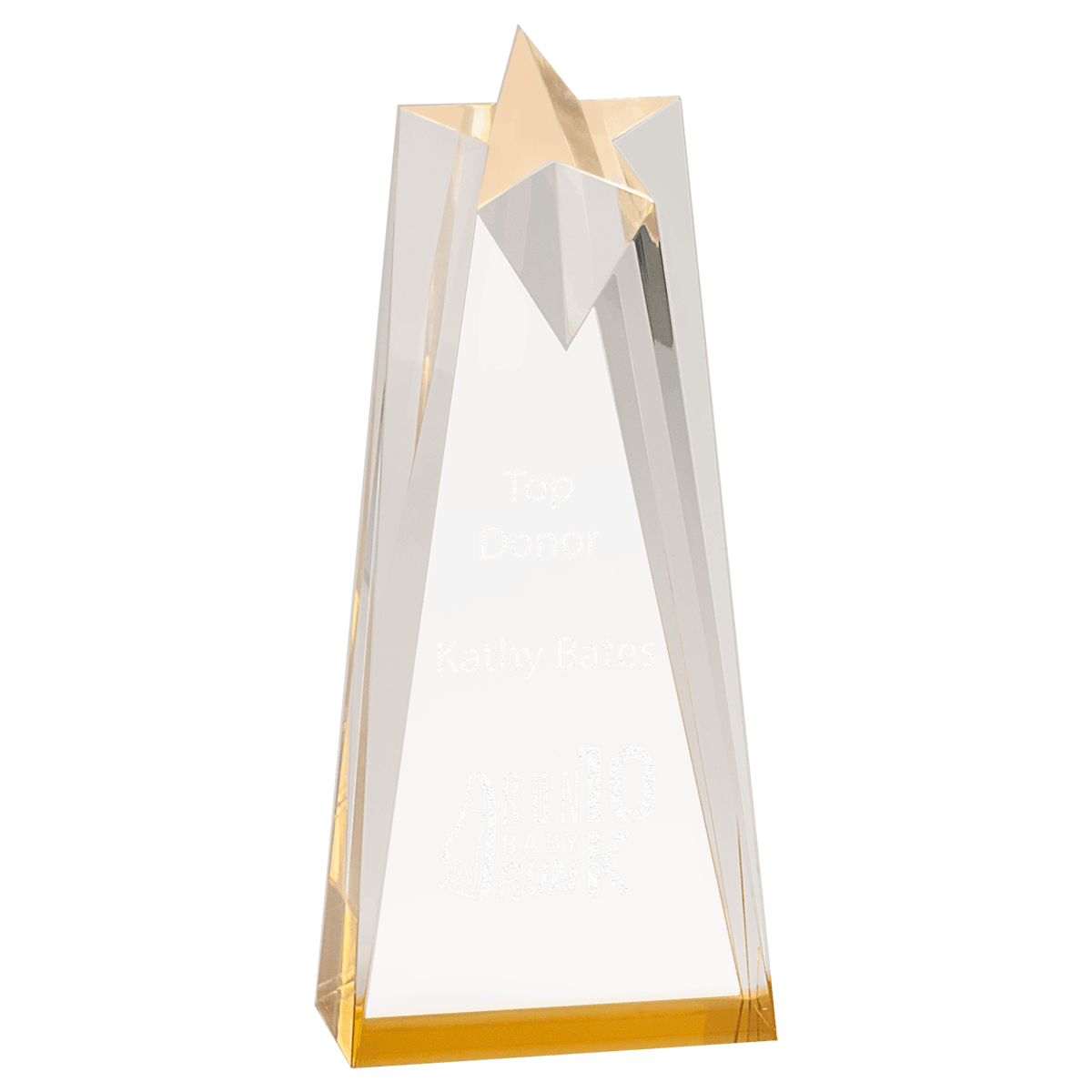 3 1/2" x 8" Gold Sculpted Star Acrylic Award