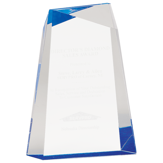 7" Blue Facet Wedge Acrylic Award