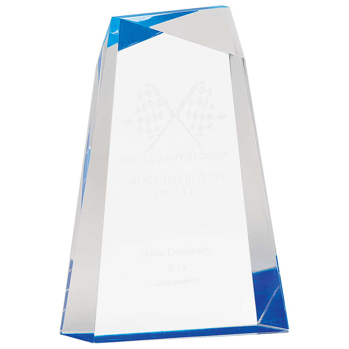 8" Blue Facet Wedge Acrylic Award
