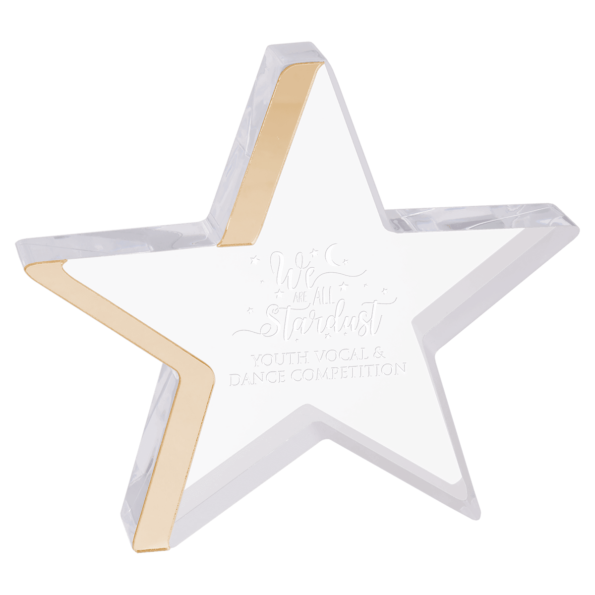 6 3/4" x 6" Star Acrylic with Gold Edge