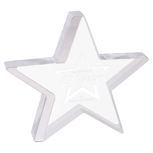 6 3/4" x 6" Star Acrylic with Silver Edge