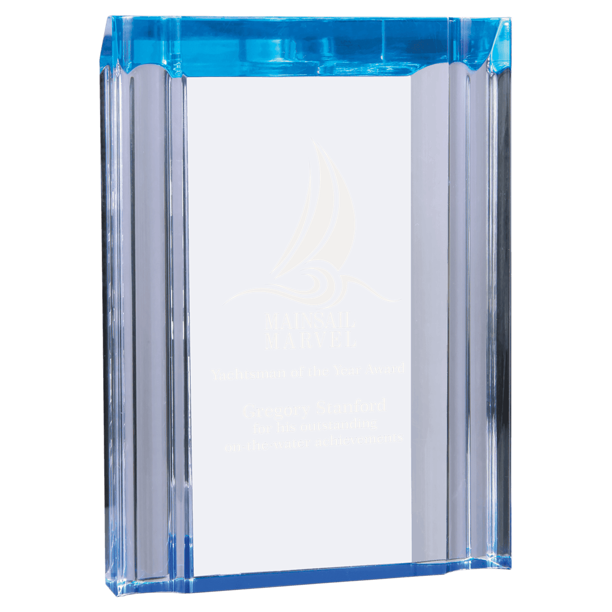 4 3/4" x 6 1/8" Blue Channel Acrylic Award